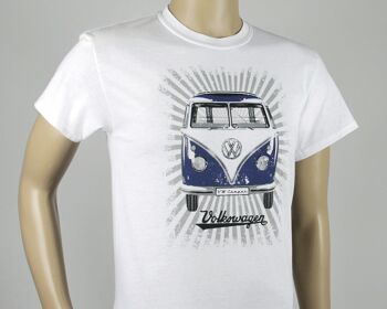 VOLKSWAGEN BUS VW T1 Bus Unisex T-Shirt (L) - Streifen/Blau&Weiß 3
