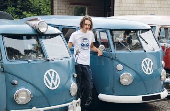 VOLKSWAGEN BUS VW T1 Bus Unisex T-Shirt (L) - Streifen/Blau&Weiß 5