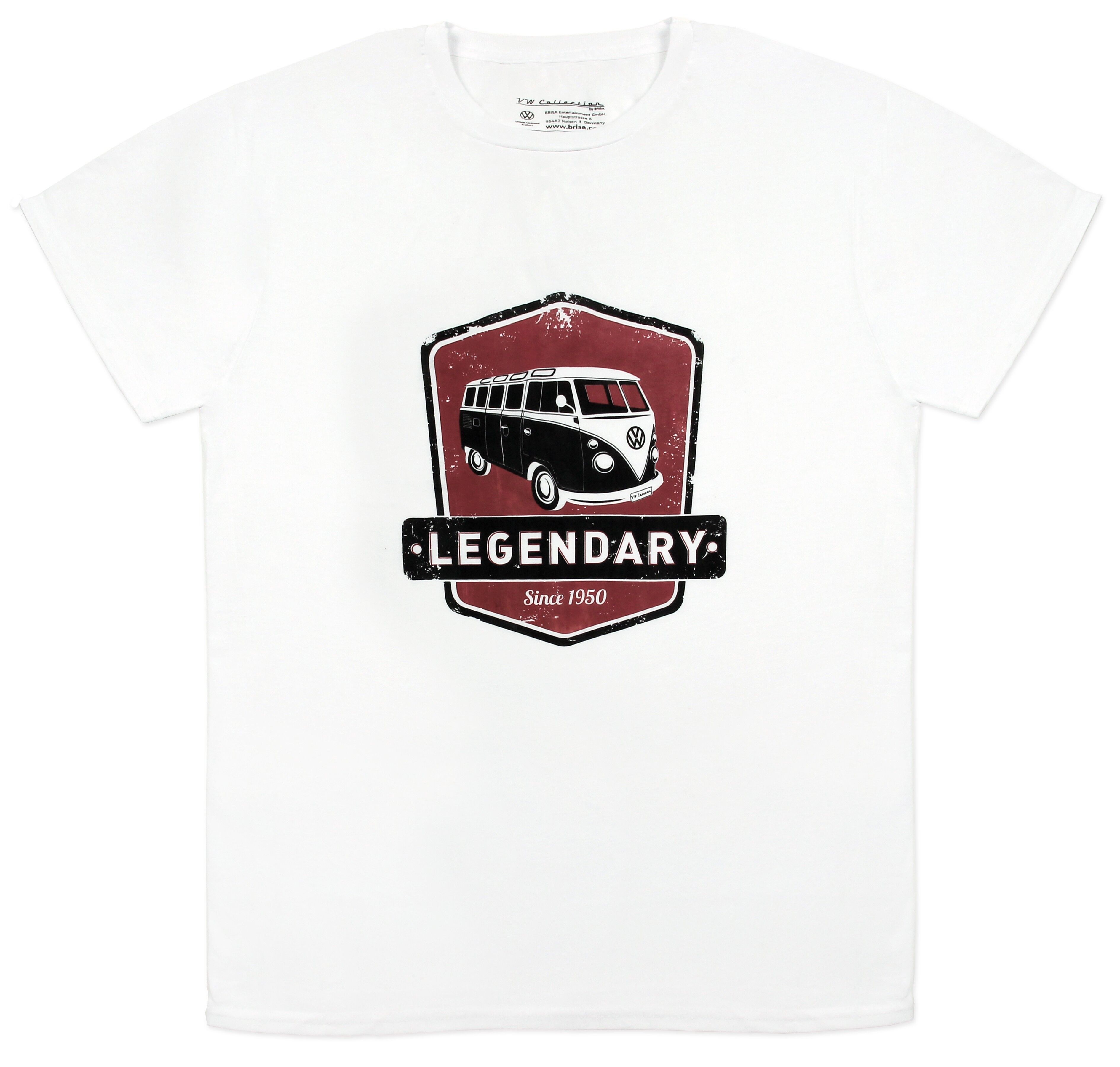 VOLKSWAGEN BUS VW T1 Bus T-shirt unisex (L) - Leggendario/rosso&grau