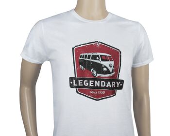 VOLKSWAGEN BUS VW T1 Bus Unisex T-Shirt (L) - Legendary/red&grey 2