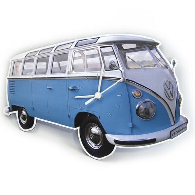 VOLKSWAGEN BUS VW T1 Bus Wanduhr 28x18x2,5cm - blau