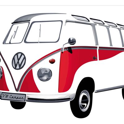 VOLKSWAGEN BUS VW T1 Combi Sticker muraux - rouge