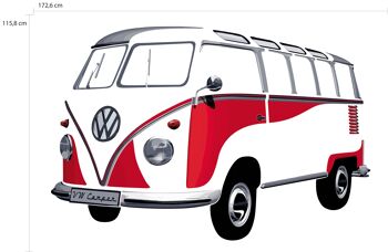 VOLKSWAGEN BUS VW T1 Combi Sticker muraux - rouge 1