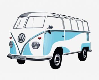 VOLKSWAGEN BUS VW T1 Combi Sticker muraux - bleu 1