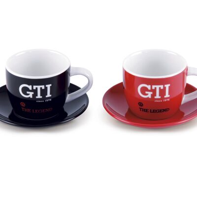 VOLKSWAGEN VW GTI Service Espresso Coffee Cup, 2 pieces, 100ml - The Legend/red & black