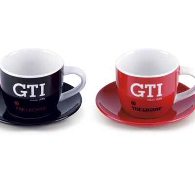 VOLKSWAGEN VW GTI Service Espresso Coffee Cup, 2 pieces, 100ml - The Legend/red & black