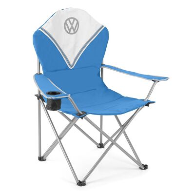 VOLKSWAGEN BUS VW T1 Bus Deluxe Folding Camping Chair with Carry Case - Front / Blue