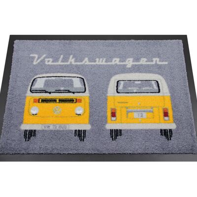 VOLKSWAGEN BUS VW T2 Bus Kombi Fußmatte, 70x50cm - Design: Vorne & Hinten/Orange