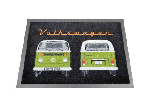 VOLKSWAGEN BUS VW T2 Bus Kombi Fußmatte, 70x50cm - Design: Vorne & Hinten/Grün