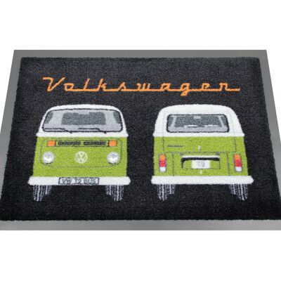 VOLKSWAGEN BUS VW T2 Bus Kombi Fußmatte, 70x50cm - Design: Vorne & Hinten/Grün