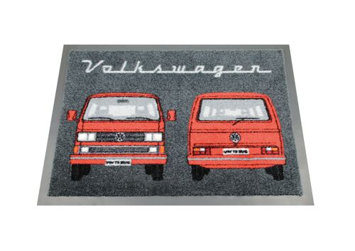 VOLKSWAGEN BUS VW T3 Bus Fußmatte, 70x50cm - Vorne & Hinten/rot