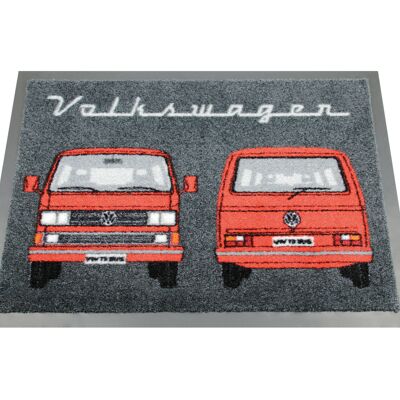 VOLKSWAGEN BUS VW T3 Bus Kombi Fußmatte, 70x50cm - Design: Vorne & Hinten/rot