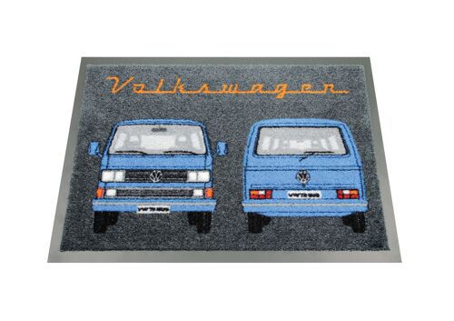 VOLKSWAGEN BUS VW T3 Bus Fußmatte, 70x50cm - Vorne & Hinten/Blau