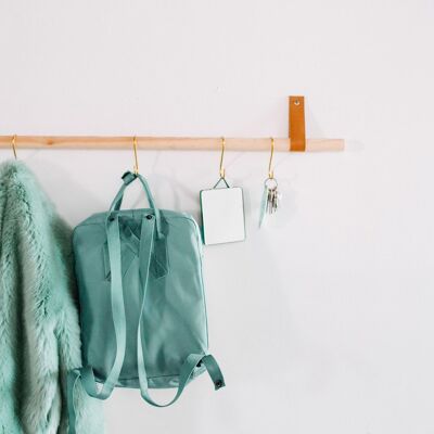 Coat rack for wall in wood and leather CAMEL