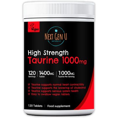 120 Taurine 1000mg High Strength Vegan Taurine Tablets