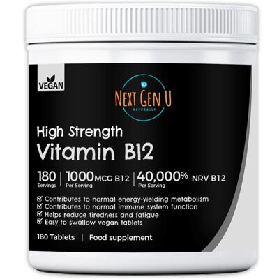 180 Vitamin B12 High Strength 1000mcg Vegan Tablets