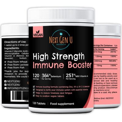 120 Immune Booster Tablets High Strength Vegan Support Supplement