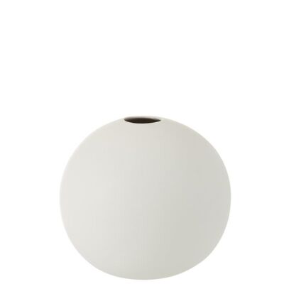 jarron bola ceramica blanco mate medium