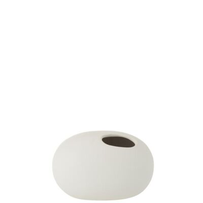jarron oval ceramica blanco mate small