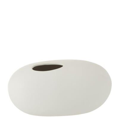jarron oval ceramica blanco mate large