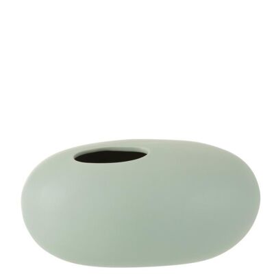 jarron oval ceramica verde pastel large