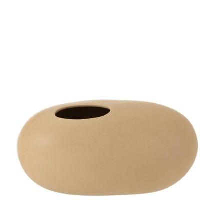 jarron oval ceramica beige large