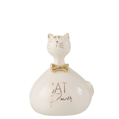 gato cat power ceramica blanco/oro large