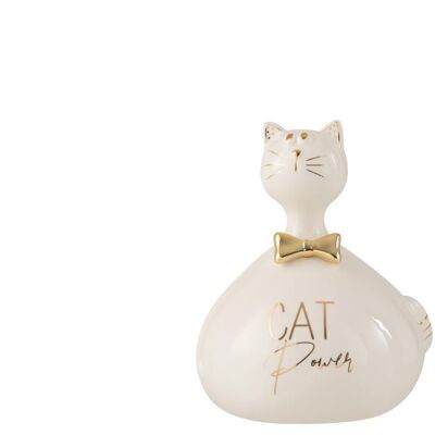 gato cat power ceramica blanco/oro large