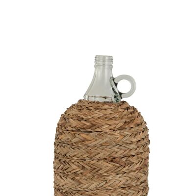 botella con asa cubierta hierbas secas/vidrio natural large
