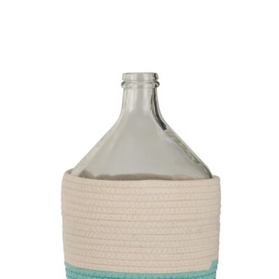 botella cubierta algodón/vidrio blanco/azul small