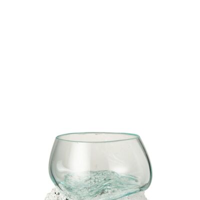 jarrón de pie piedra de lava/vidrio reciclado blanco/transparente small