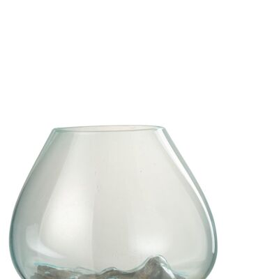 jarrón de pie gamal madera/vidrio reciclado natural/transparente extra large