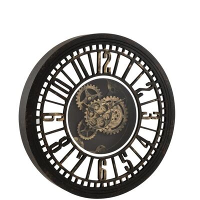 reloj mecanismo visible espejo antiguo negro/oro