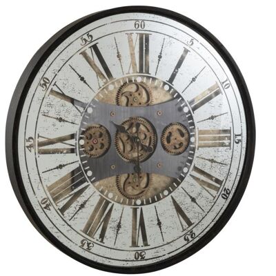 reloj redonda numeros romanos espejo antiguo negro