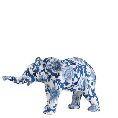 elefante impreso de flores poliester/tejido azul/blanco small