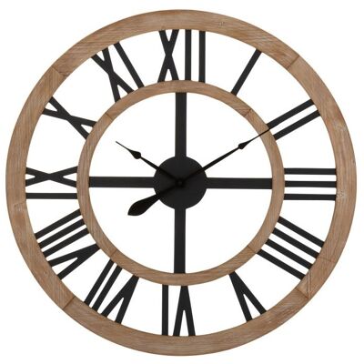 reloj rustico numeros romanos mdf natural/negro