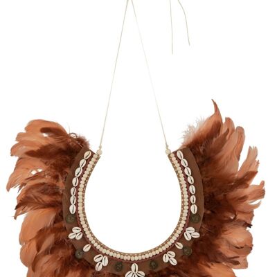 collar deco plumas oxido marron