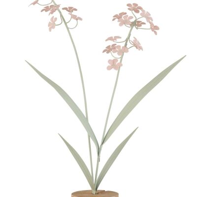 flor de pie metal/madera rosa/verde/natural