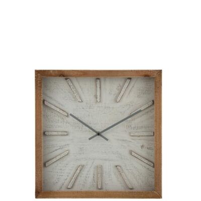 reloj cuadrado simple mdf blanco/natural small