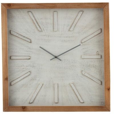 reloj cuadrado simple mdf blanco/natural large