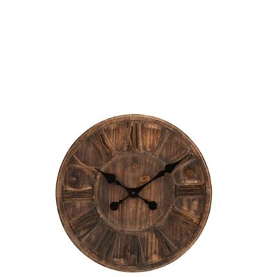 reloj disco de madera numerales romanas mdf marron small