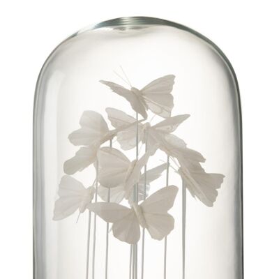 campana de cristal mariposa vidrio blanco large