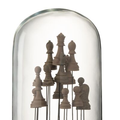 campana de cristal ajedrez vidrio marron medium
