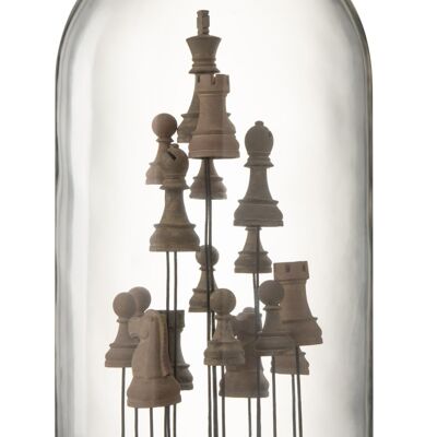 campana de cristal ajedrez vidrio marron large