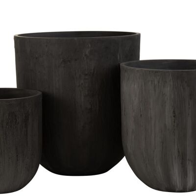 set de 3 jarrones redondo ceramica alto negro