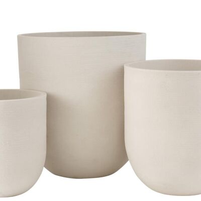 set de 3 jarron redondo ceramica alto blanco