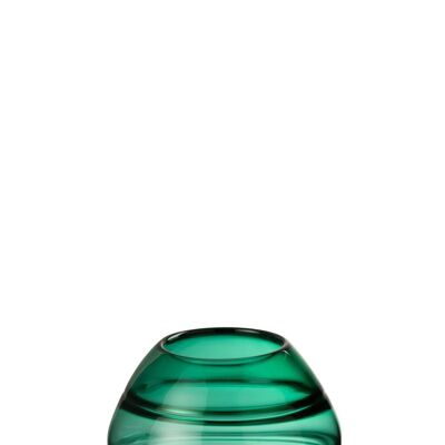 jarrón bol rayas vidrio verde