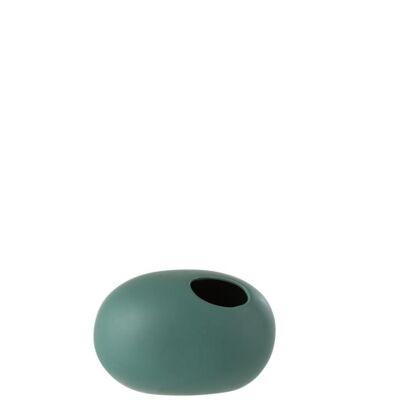 jarron oval ceramica verde small