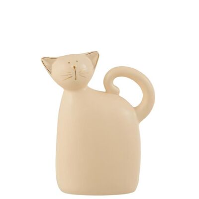 gato sentado porcelana crema/oro medium