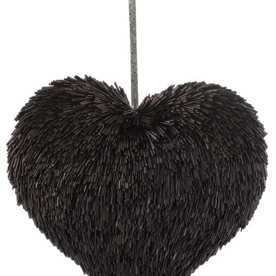 corazon colgador plastico negro large